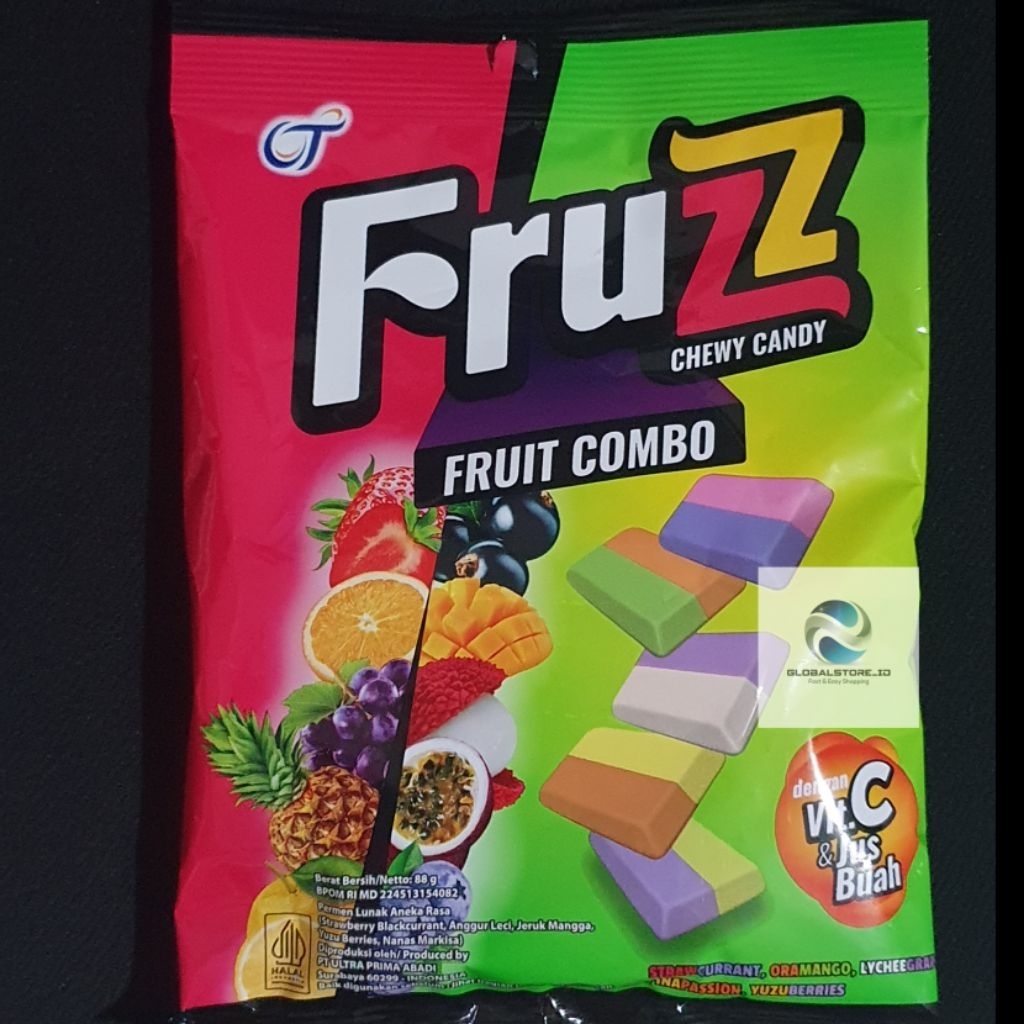 

Permen Fruzz Chewy Candy Fruit Combo 68gr