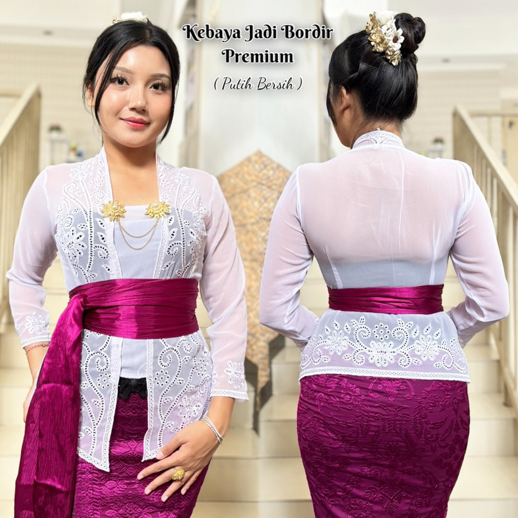 WKB || Kebaya bordir sifon terbaru || Kebaya jadi bordir tangan panjang || Kebaya bordir putih