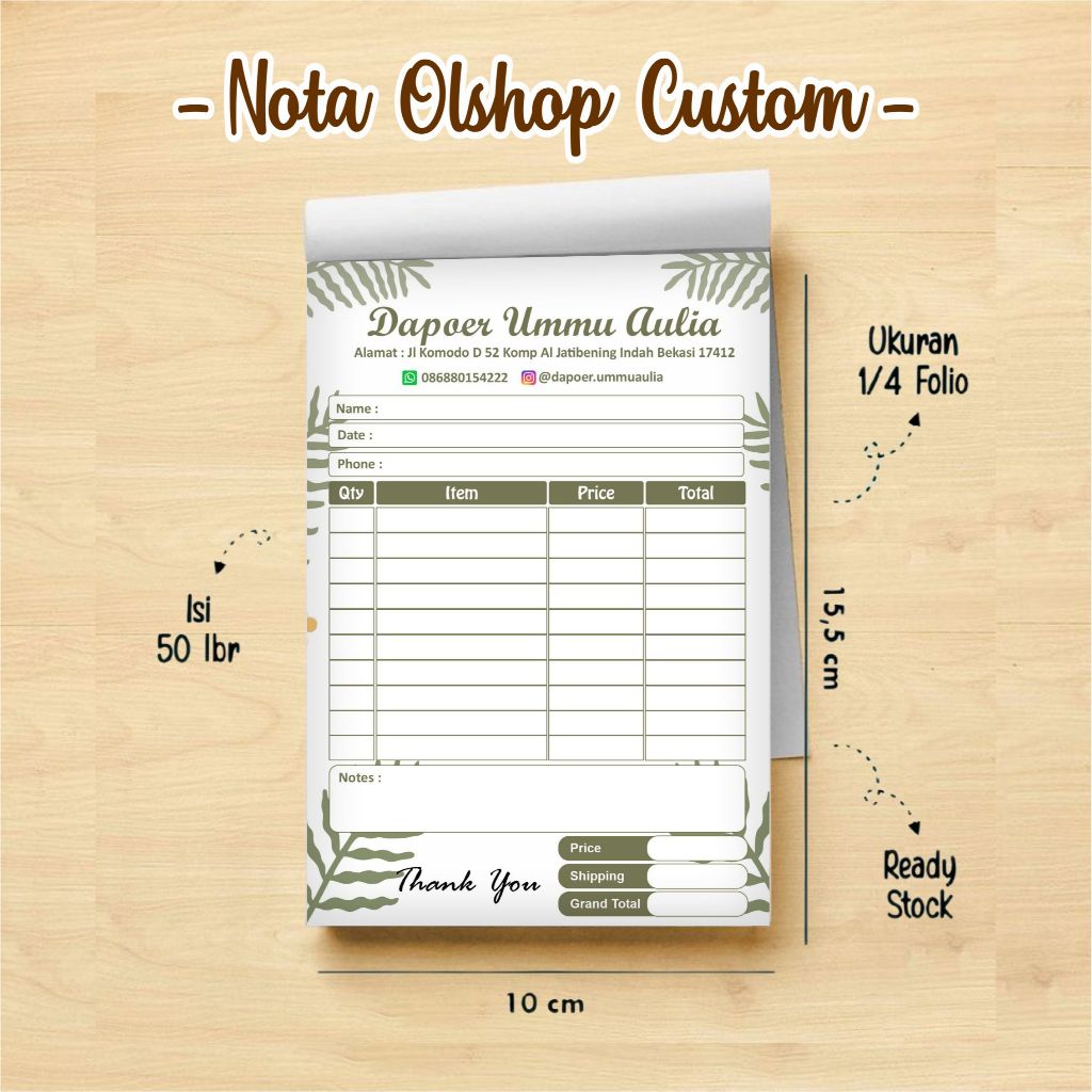 

nota olshop custom murah free design