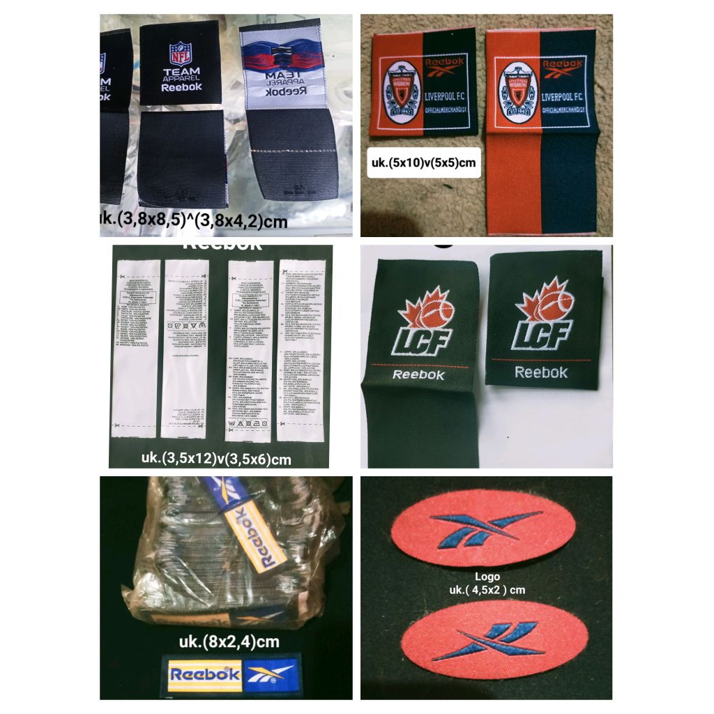 

label merek label (main logo wash care misc) tag reebok