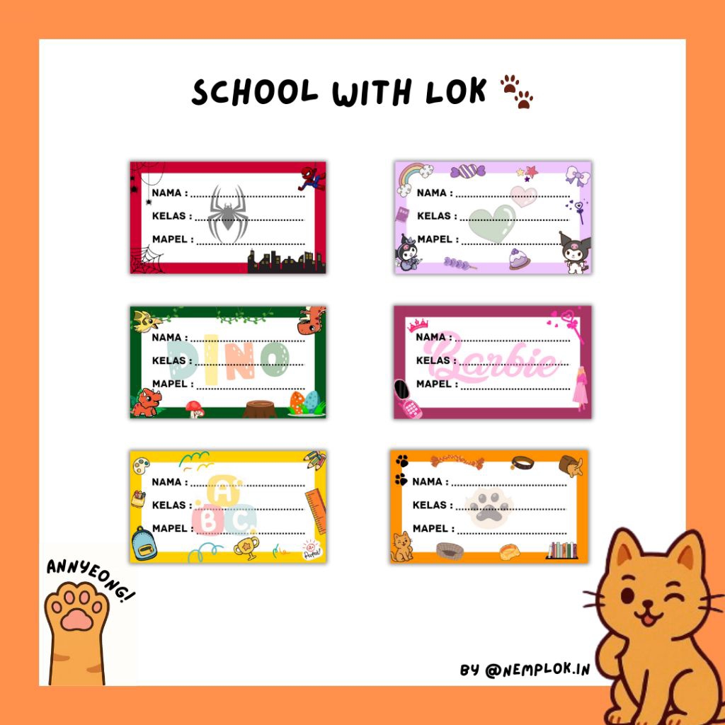 

STIKER LABEL NAMA BUKU ISI 20PCS - NEMPLOK.IN