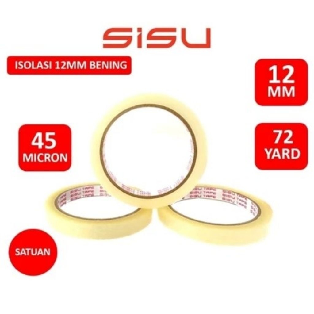 

Isolasi Selotip Bening SISU Tape 1/2 inch 12mm x 72 yard [PIECE]