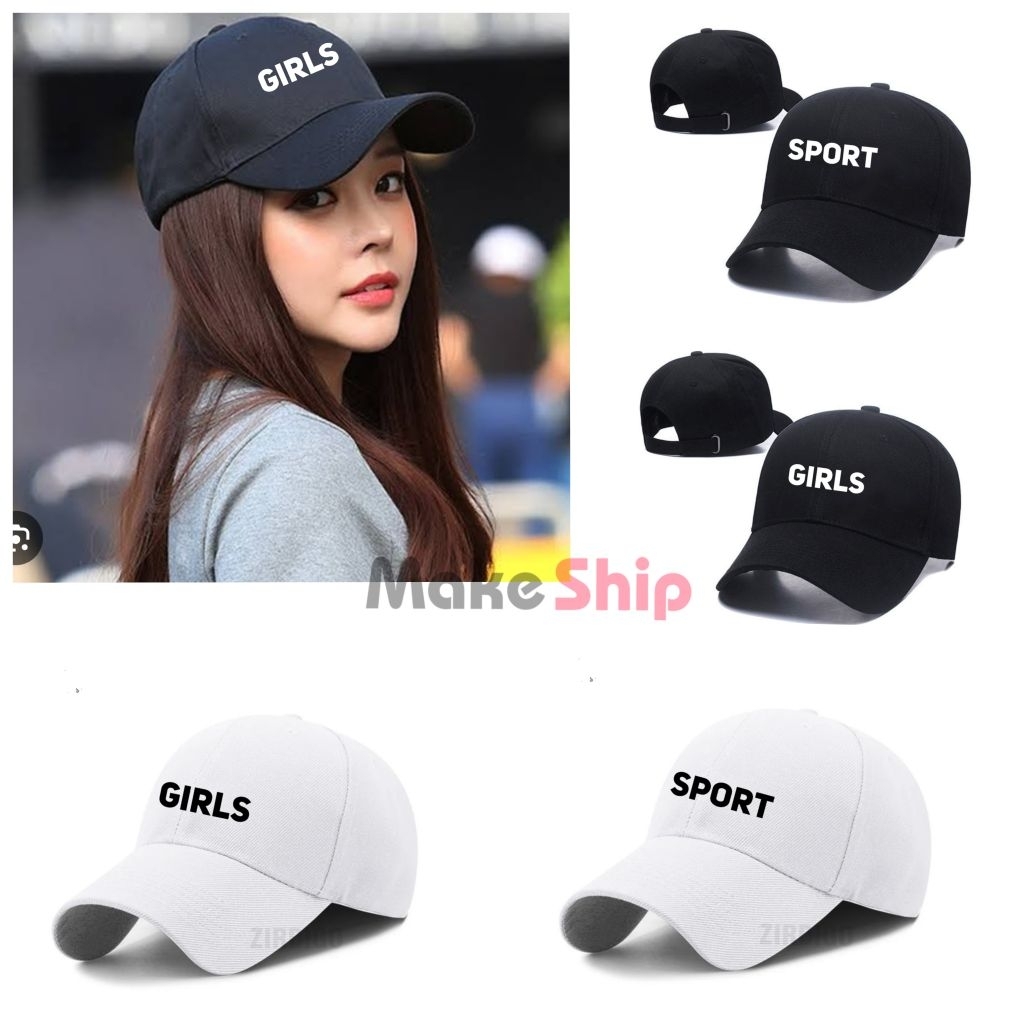Topi Baseball Hitam Putih Pria Wanita Topi Besbol Olahraga Sport Girls Fasion Unisex
