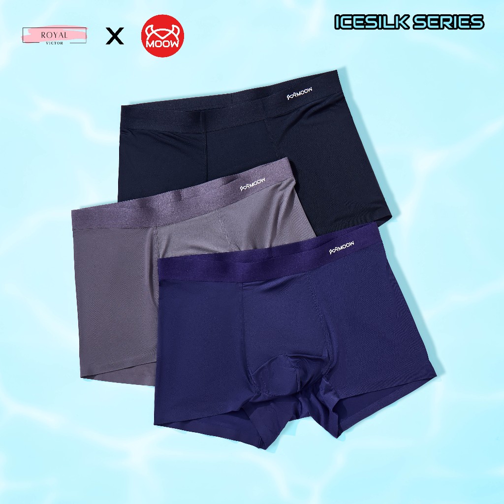 ROYAL VICTOR X MOOW PAKET 3 PCS Celana Dalam Pria Boxer Icesilk Seamless Premium Adem dan Lembut Ant