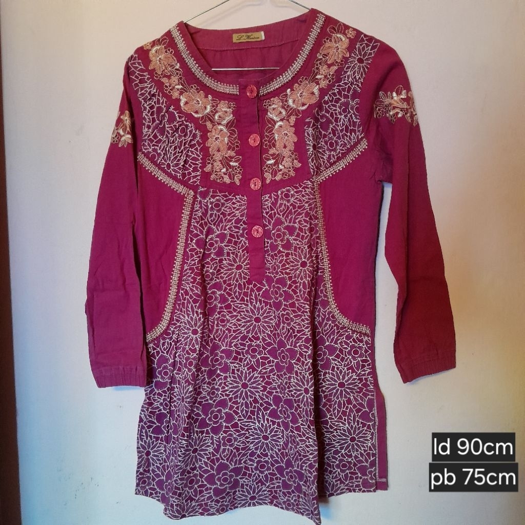 Blouse bordir pink fanta