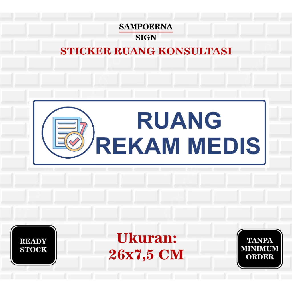 

Stiker Ruang Rekam Medis / Stiker Medis / Stiker Ruang Dokumen Pasien / Stiker Klinik / Stiker Puskesmas / Stiker Rumah Sakit