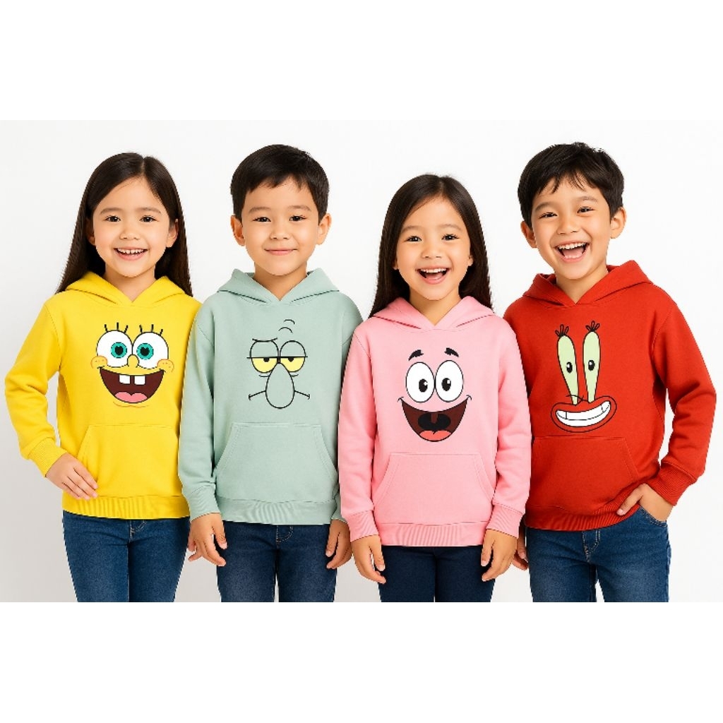 Hoodie Anak Spongebob Patrick Plankton – Sweater Lucu 3–10 Tahun | Sofnis Official
