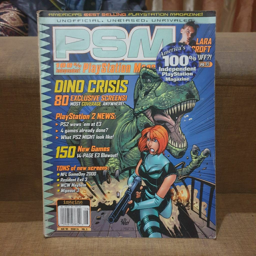 Majalah Game Vintage Import PSM Playstation Magazine Cover Dino Crisis AUGUST 1999