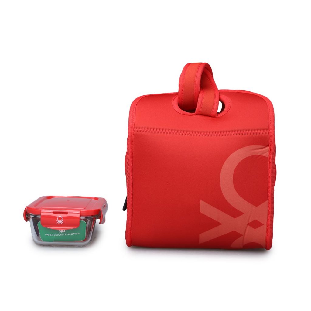 [100% ASLI] United Colors Of Benetton Lunch Set Red Tas + Glass Container Tas Bekal Makan Siang (set