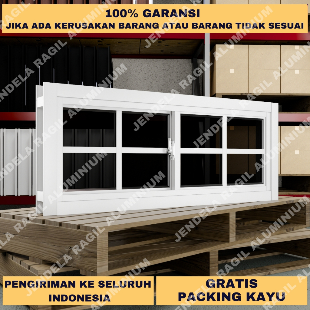 Jendela Boven Aluminium Sliding Ornamen (TxP) 50x50, 50x60, 50x70, 50x80, 50x90, 50x100, 50x120 Cm