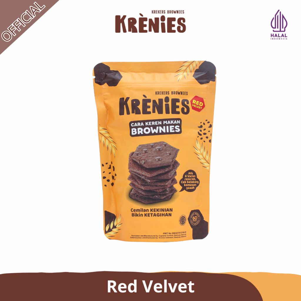 

Krenies Brownies Kering Krekers Renyah Bikin Nagih | Red Velvet 60gr