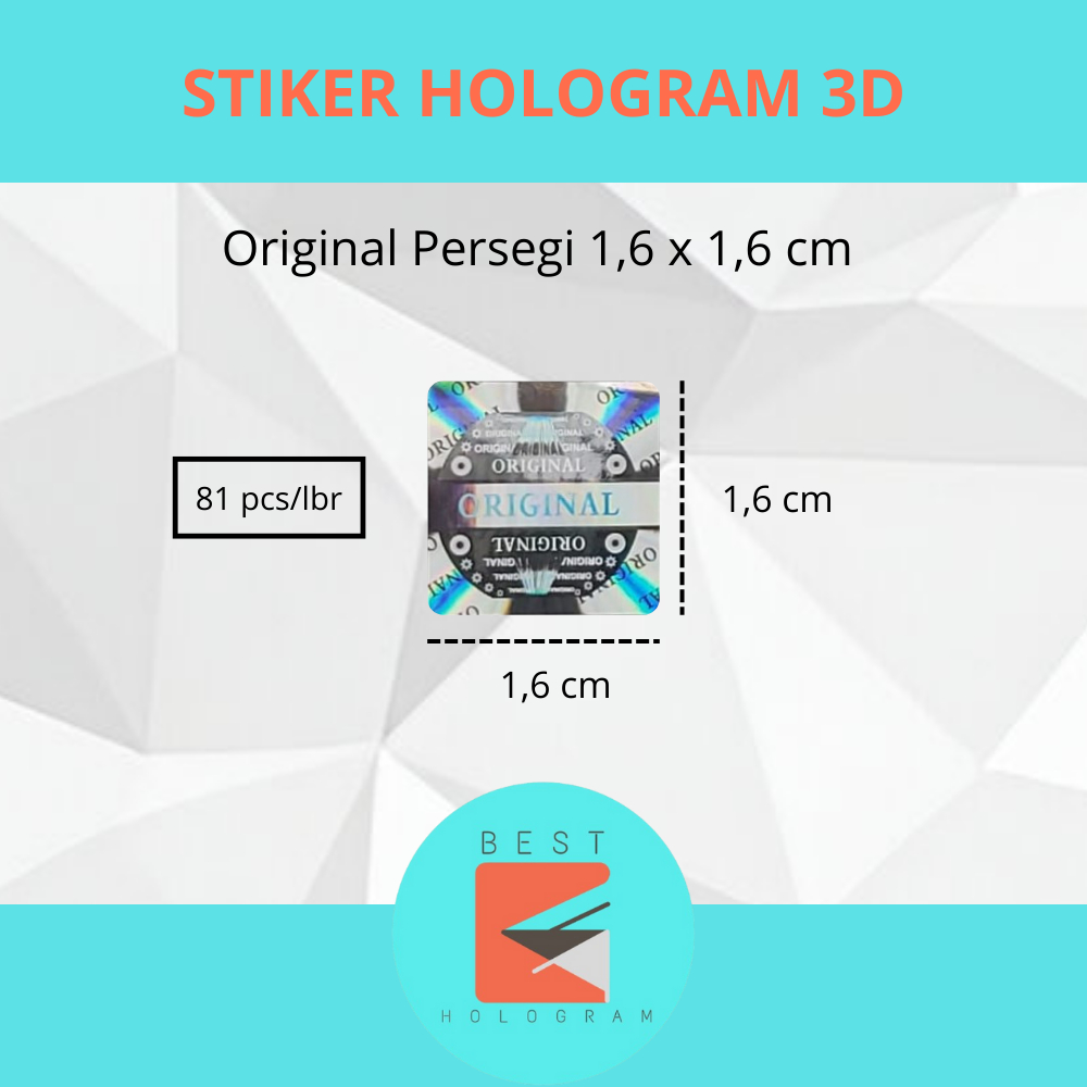 

Stiker Hologram 3D Original uk. 1,6 cm - Segel rusak biasa