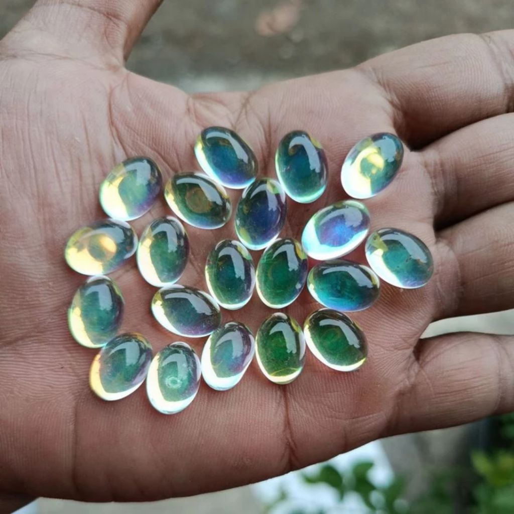 grosir kodian (20pcs) batu akik kalimaya pelangi 14x10mm