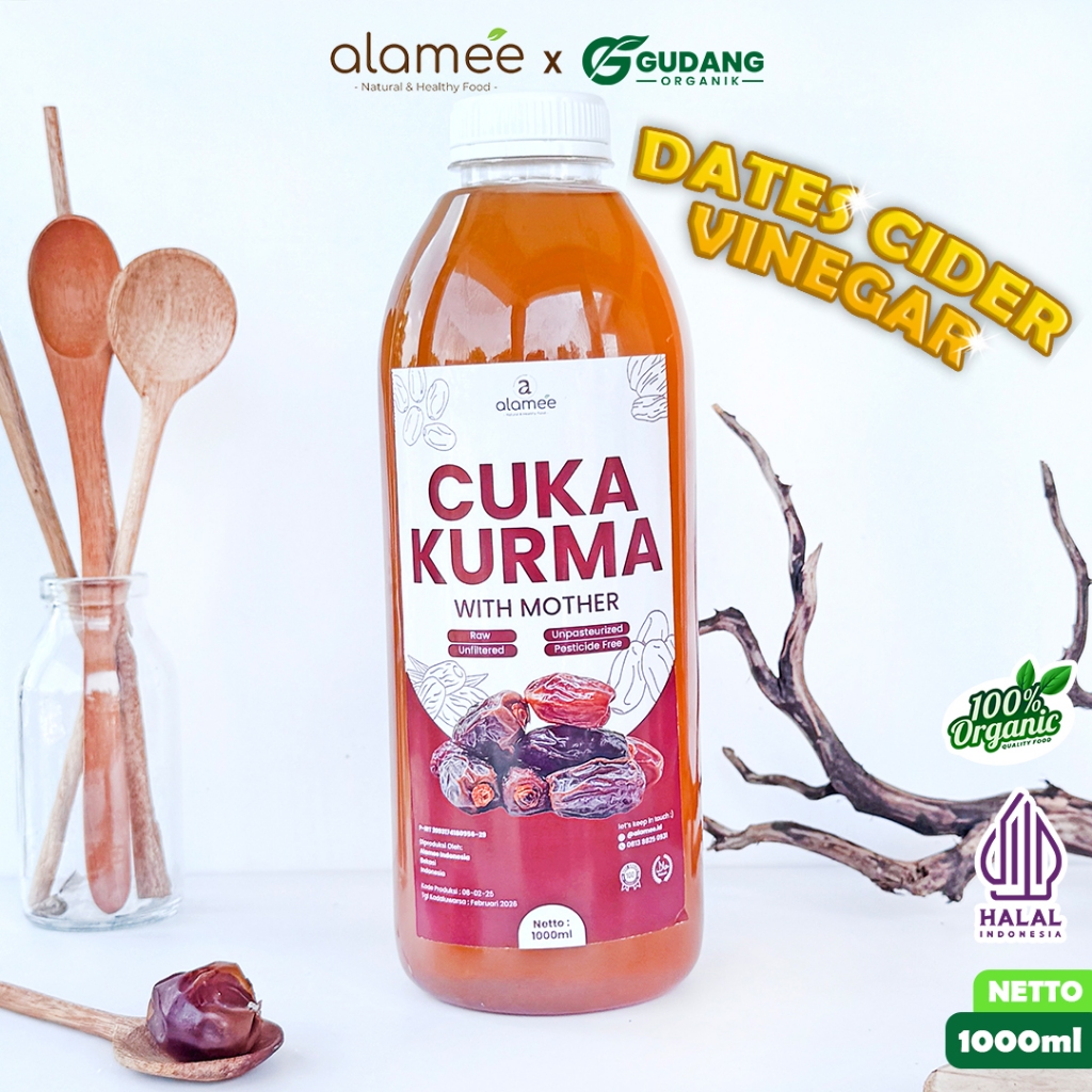 

ALAMEE Cuka Kurma With Mother Original Dates Cider Vinegar Fermentasi Probiotik Herbal 1 Liter