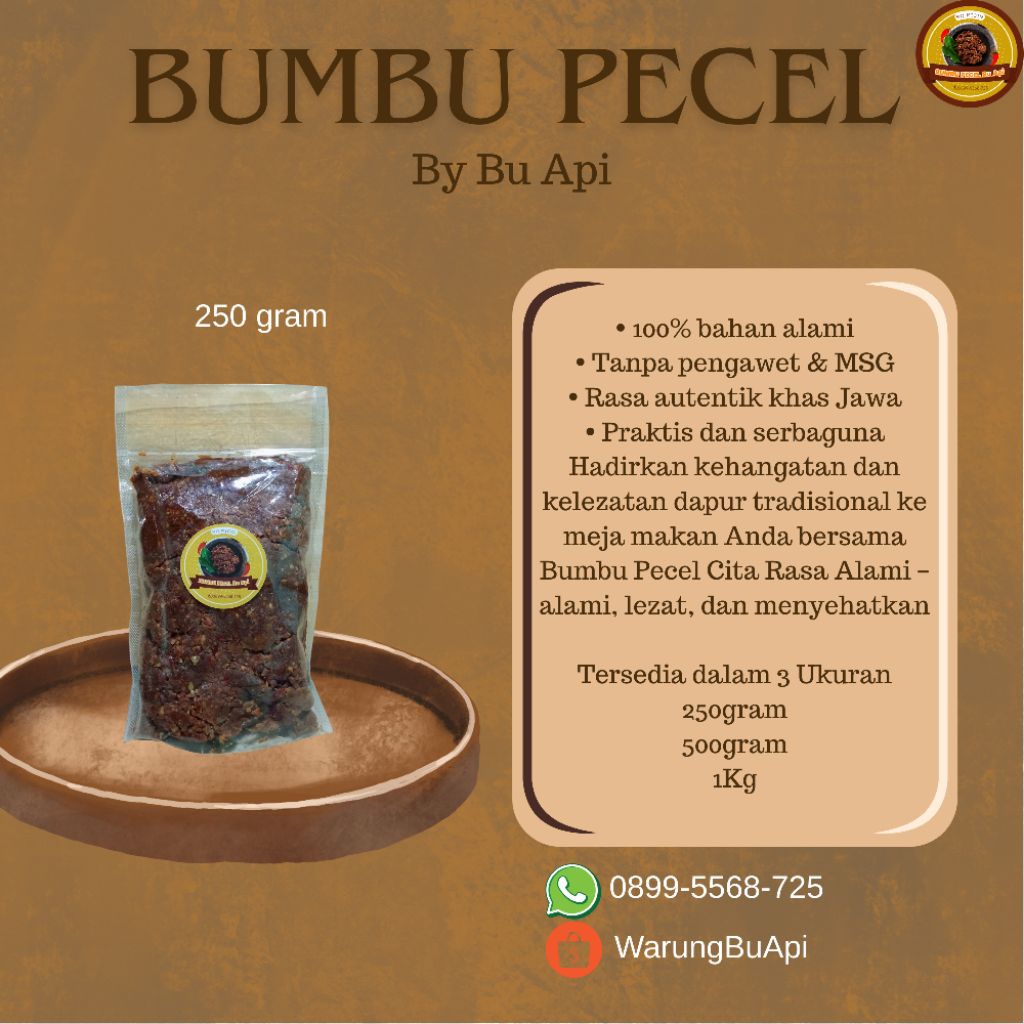 

Bumbu Pecel By Bu Api 250gram 100% Bahan Alami