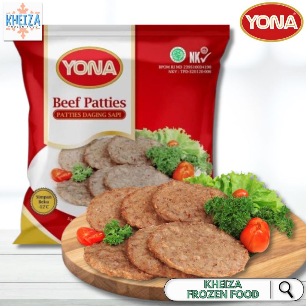 

YONA Beef Patties - Patty Burger Sapi 500gr isi 10pcs 1KG isi 20pcs - Kheiza Frozen