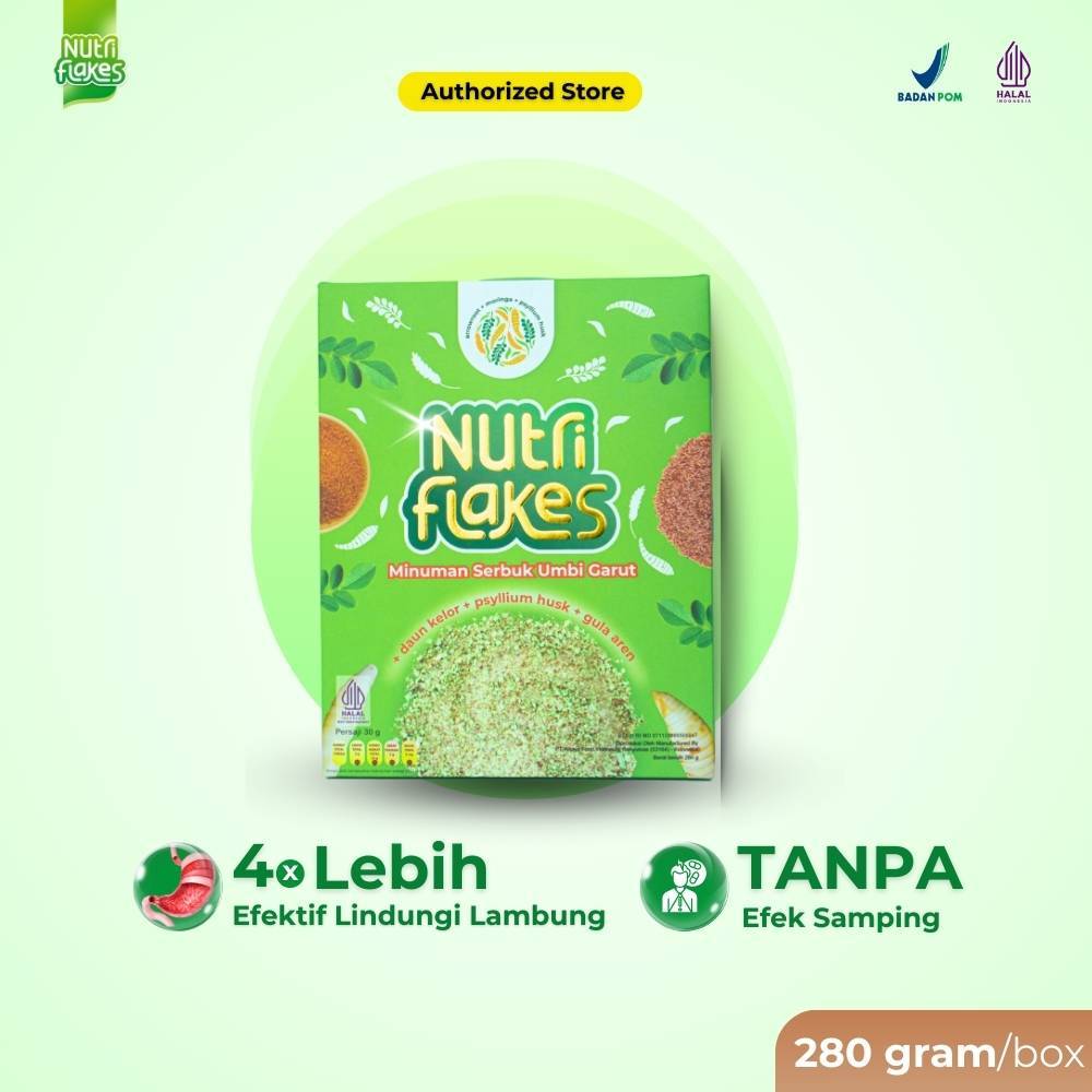 

Nutriflakes Sereal Umbi Garut Original Lokal No. 1, Solusi Ampuh Atasi Asam Lambung, GERD dan Maag!!
