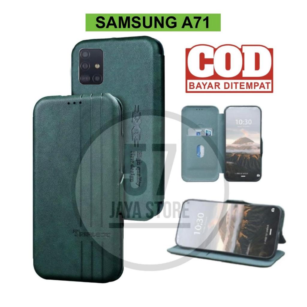 Case Samsung A71 High Quality flip case magnet terbaru leather flip cover magnet