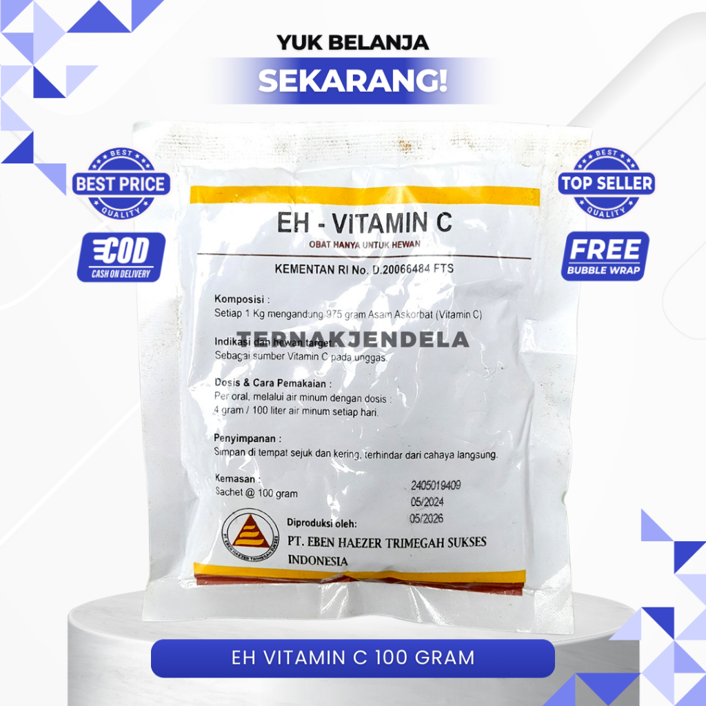 EH VITAMIN C 100 GRAM - Vitamin C Untuk Ternak Ayam Via Minum