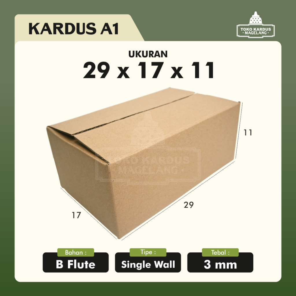 

Kardus box ukuran 29 x 17 x 11 cm single wall polos 29x17x11 cm