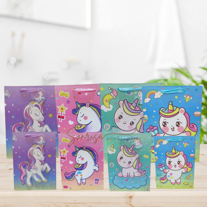 

SONRISAA - Paper Bag Unicorn Glitter 3D / Goodie Bag / Tas Kado Ulang Tahun Anak