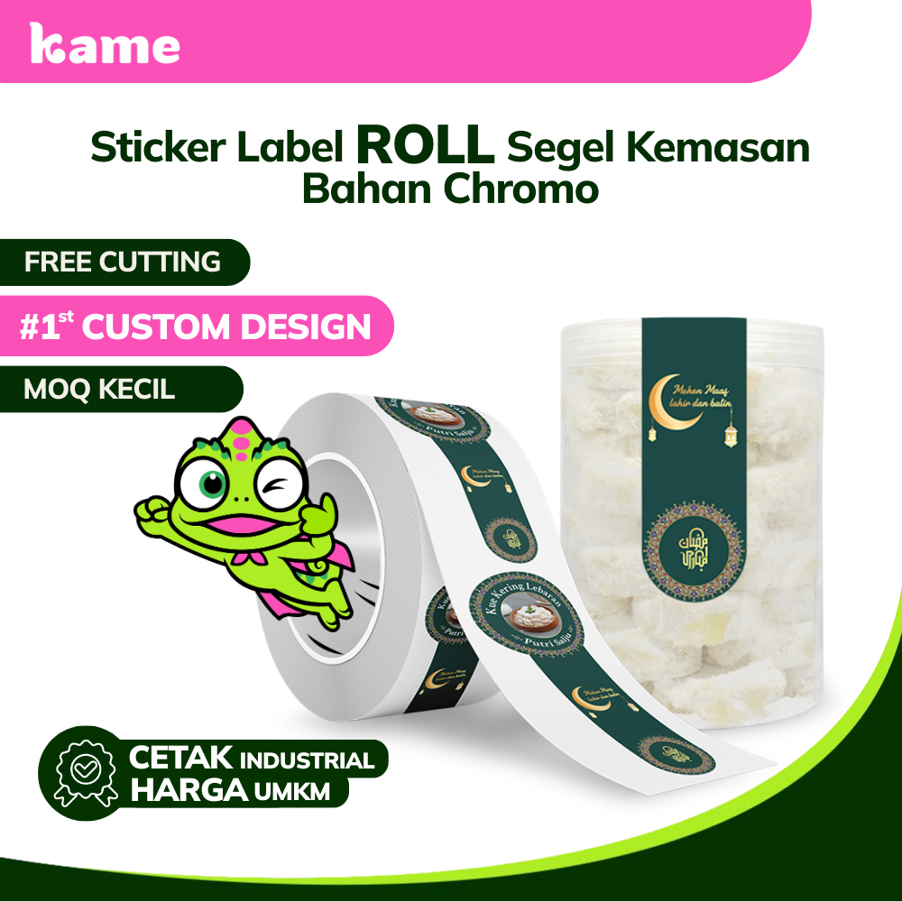 

Sticker Label Roll Segel Kemasan | Sticker Roll Custom | Bahan Chromo