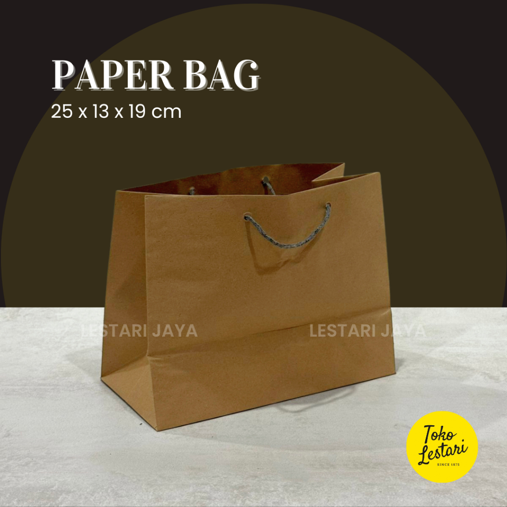 

Paper bag polos / Tas kertas belanja / shoping / Kantong Souvenir dan Kue R6 Landscape Miring 25x13x19 cm