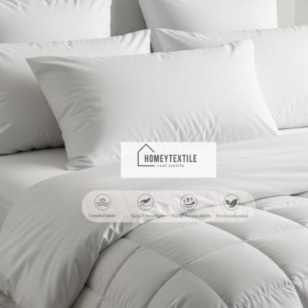 Bedcover Sprei Set Hotel Bahan Katun Warna Putih Polos Mewah Sprei Anti Geser
