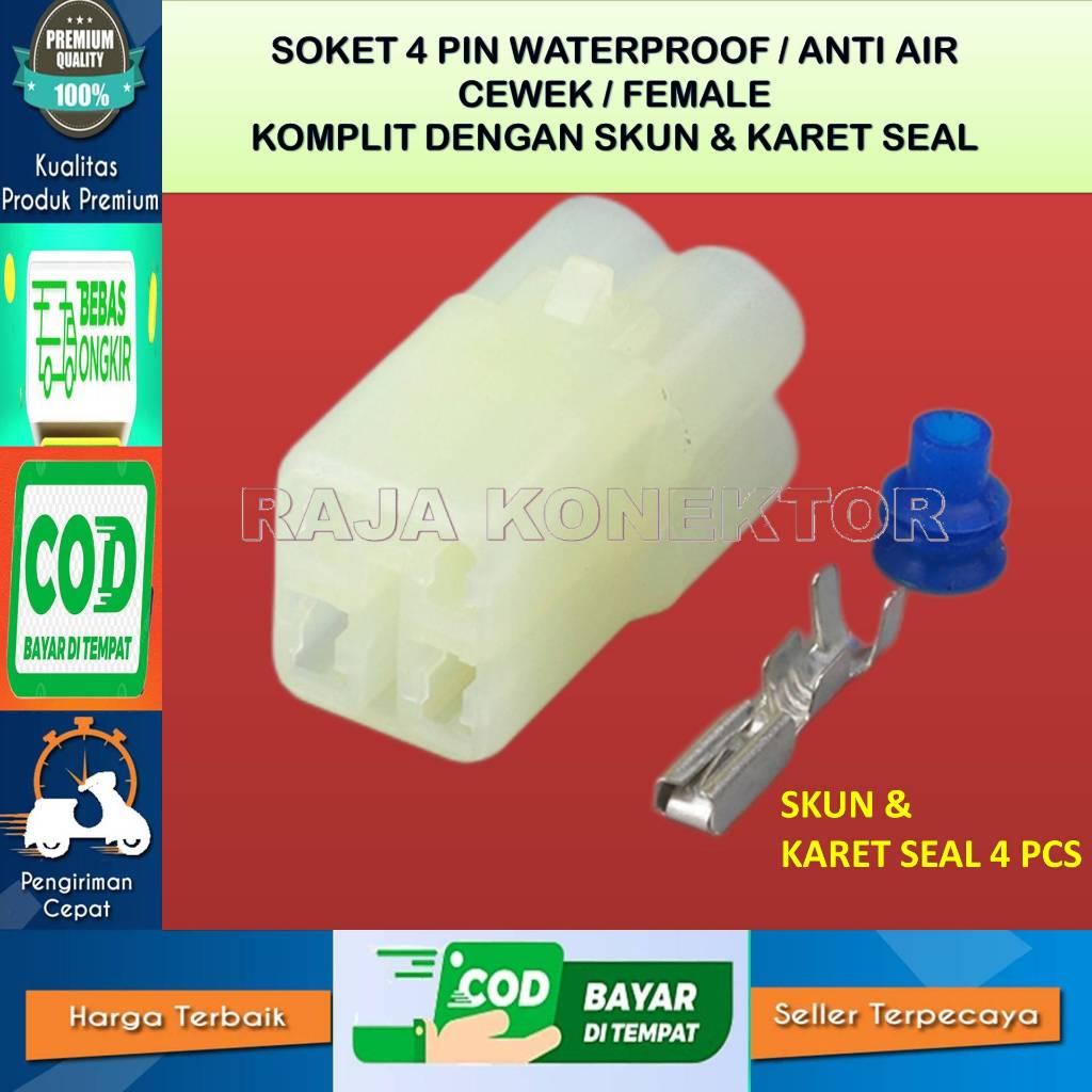 SOKET 4 PIN CEWE DLC HONDA –SOKET 4 PIN FEMALE DLC HONDA-SOKET 4 PIN DLC HONDA TAHAN PANAS