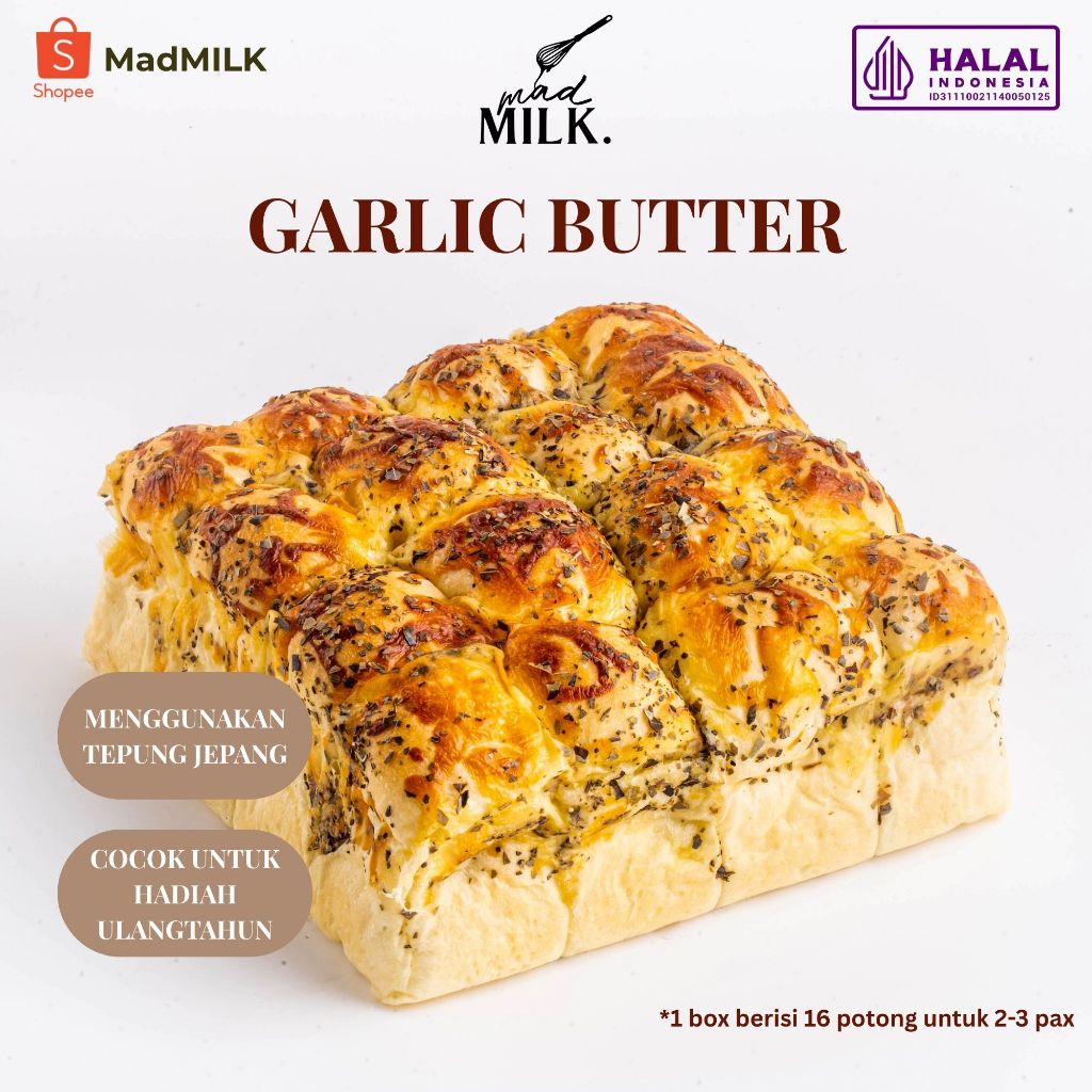 

Roti Sobek Milkbuns Madmilk | Garlic Butter Isi 16 | Super Lembut & Premium