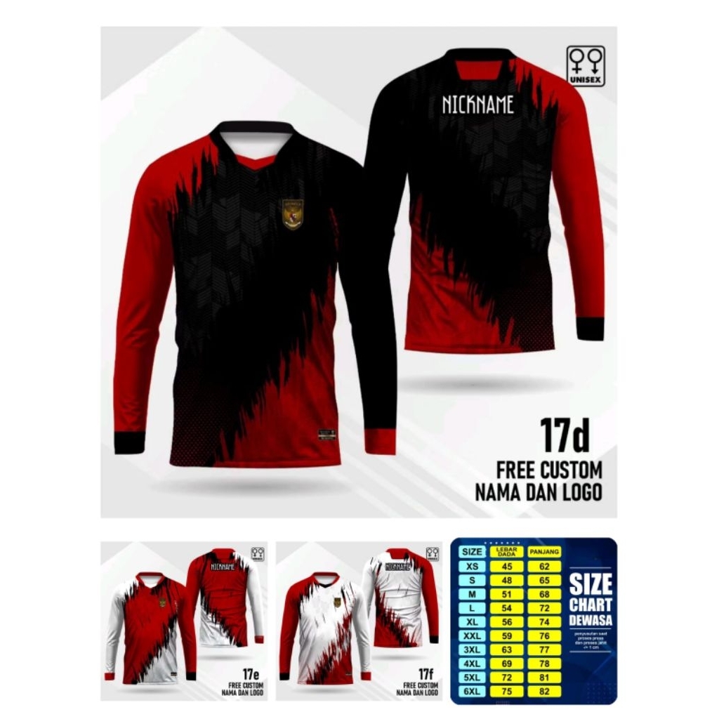 Jersey Kaos Lengan Panjang Indonesia Desain 6