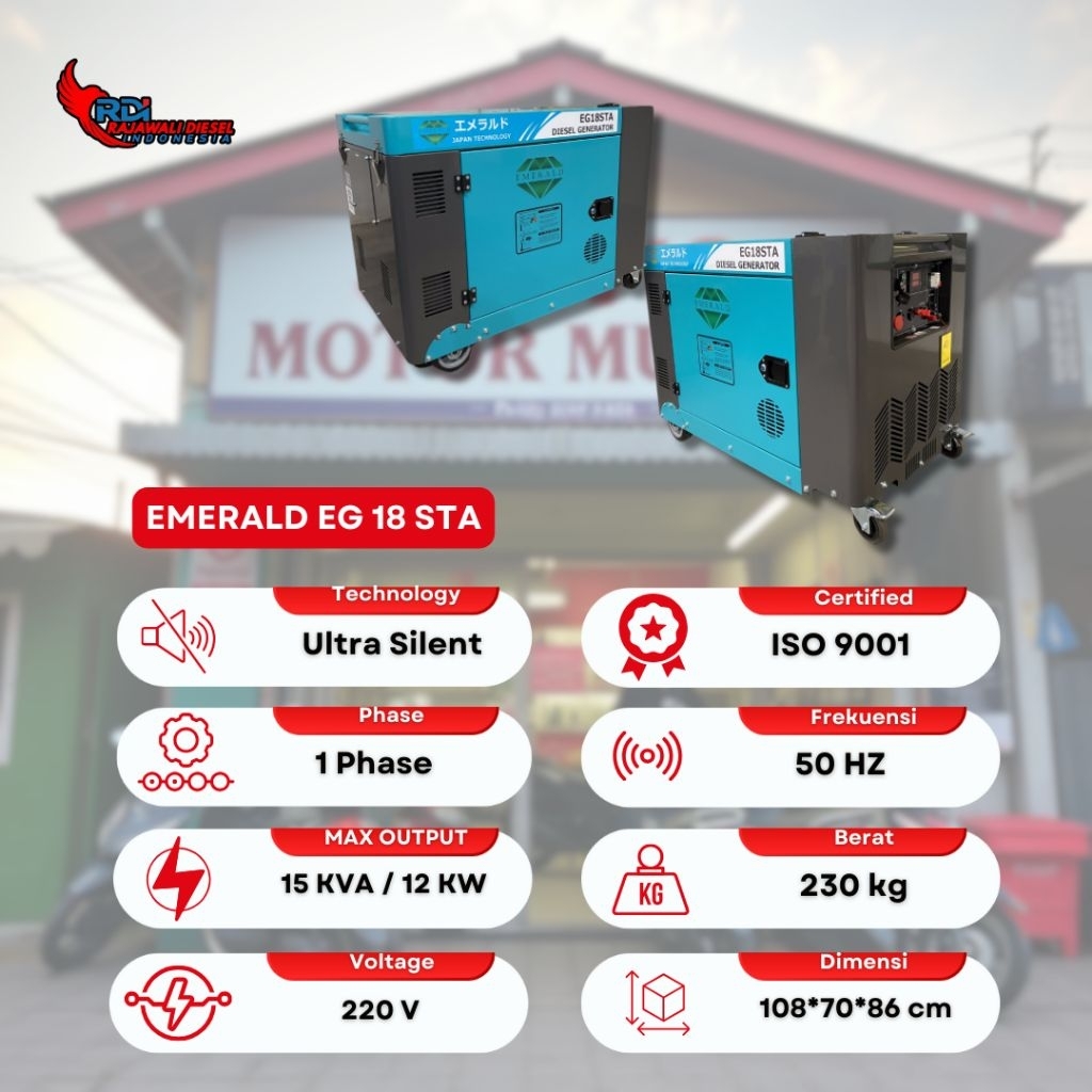 Genset 15KVA EMERALD Silent Portable - 1 / 3 Phase