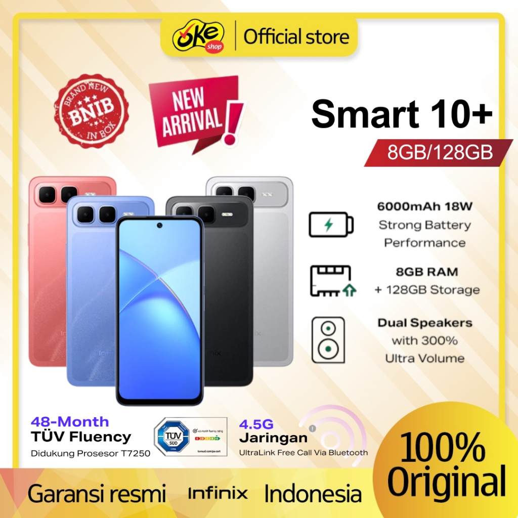 Infinix Smart 10 4/128GB 4/64GB | Smart 10 Plus 8/128GB - Up to 16GB Extended RAM - 6.67 inch 120Hz 