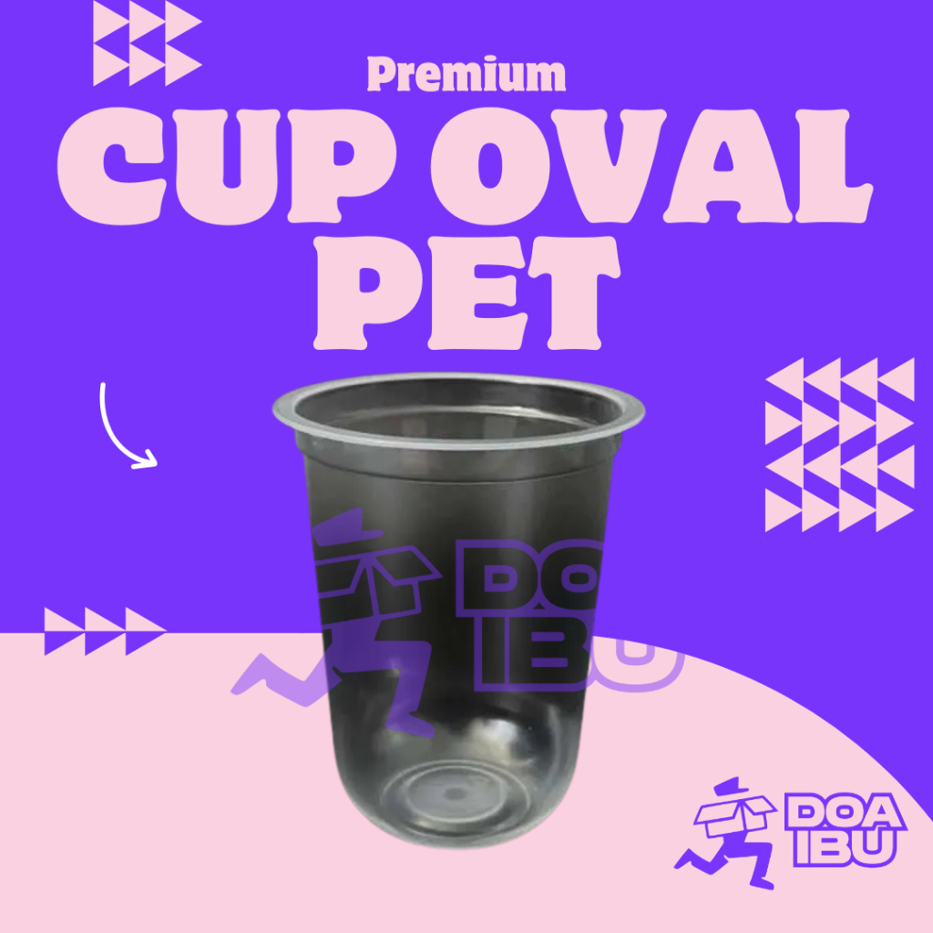 [50 biji] cup oval PET / gelas plastik PET / gelas oval merk starindo gelas injection / gelas bening