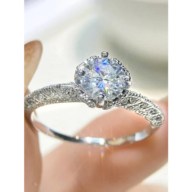 Cincin Wanita Moissanite Sertifikat GRA