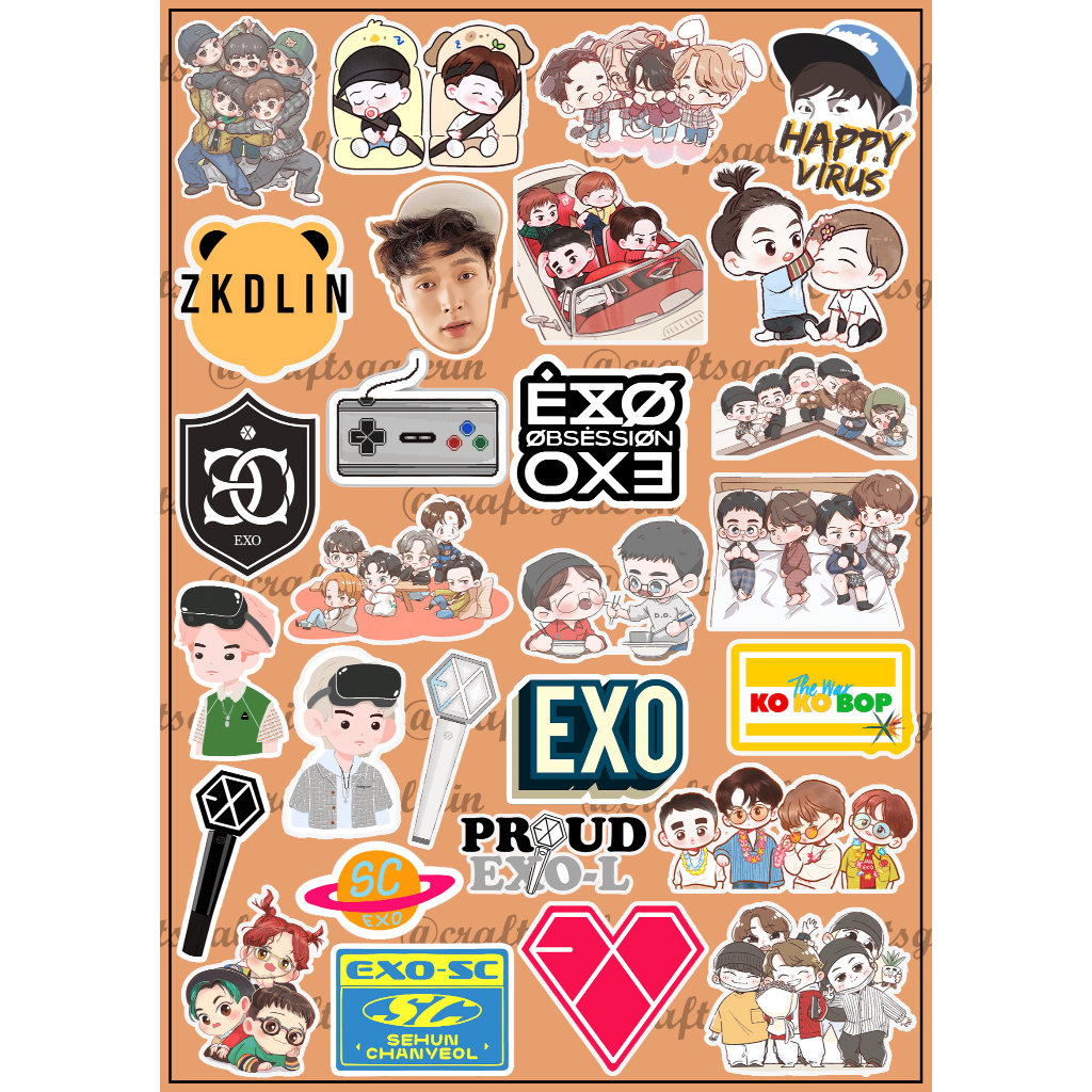 

(28 PCS) STICKER CUTTING EXO WATERPROOF - VOL. 3 | STIKER EXO EXOL CHIBI