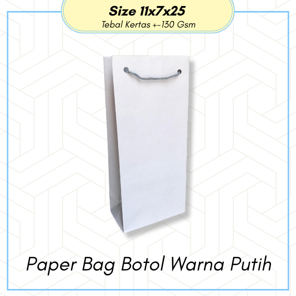 

PAPERBAG BOTOL PUTIH POLOS UK 11 × 7 × 25 PAPERBAG SOVENIR MY BOTTLE/ PAPERBAG TAS KERTAS MURAH/ TAS KADO/ GIFT BAG