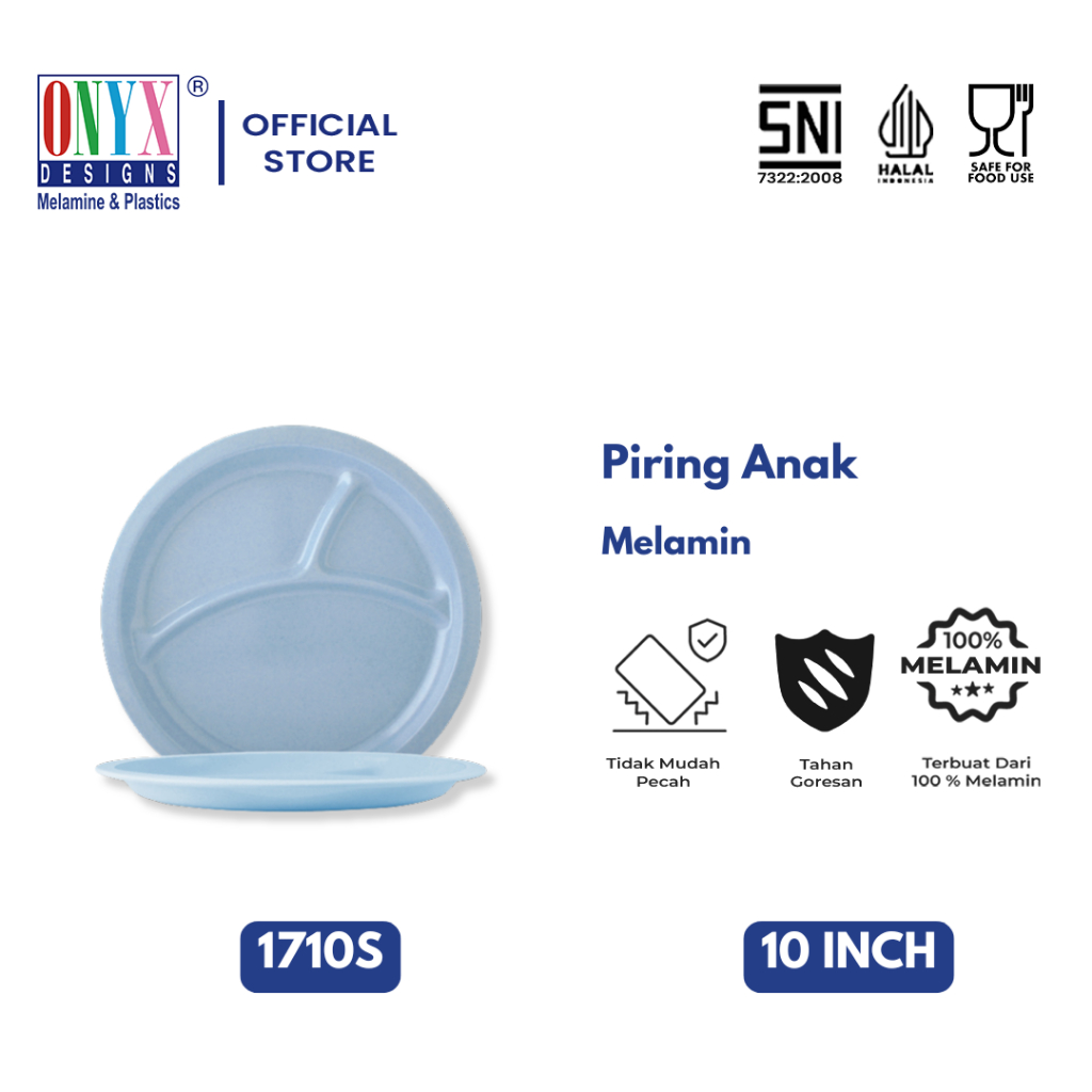 Onyx Seiv, Piring Makan Anak 10 inch: Melamin, Aman untuk Makanan, Halal, 1710S Polos