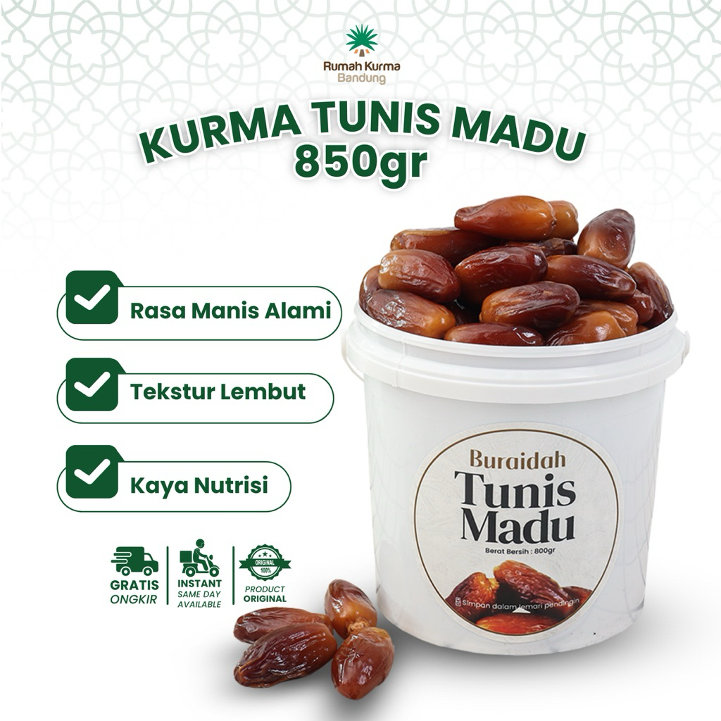 

Kurma Tunisia Madu 850 gram Ember Deglet Nour Premium Original Tunis Manis Legit Buraidah