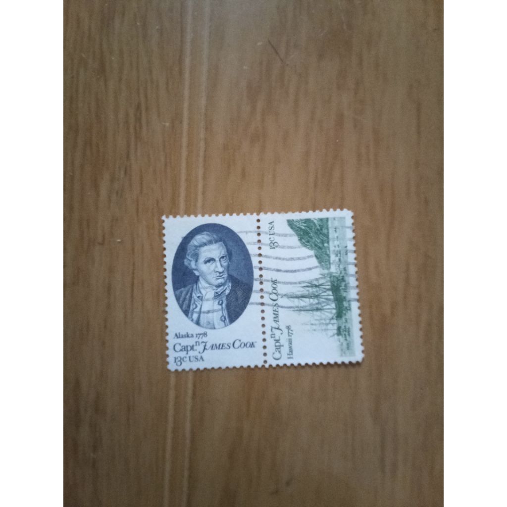 

perangko vintage usa 13 cent edisi james cook alaska & hawaii
