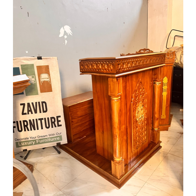 Podium Minimalis Kayu, Podium Duduk kaui Jati, Podium Masjid Duduk, Podium Masjid Kayu Jati, Mimbar 