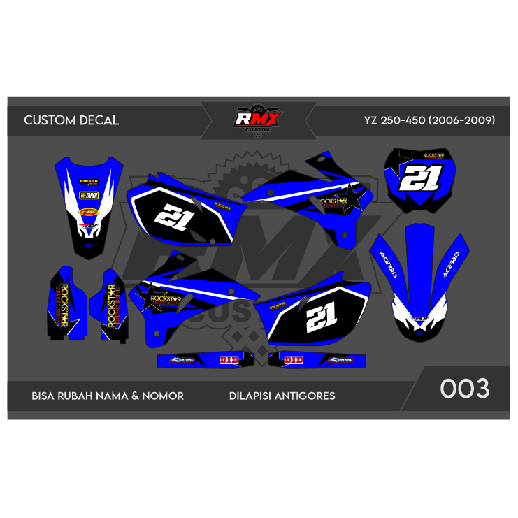 DECAL STICKER YZ 250 F 2006 (003) DEKAL STIKER YZ 250F 450 450F FULLBODY 2007 2008 2009 HITAM MERAH,