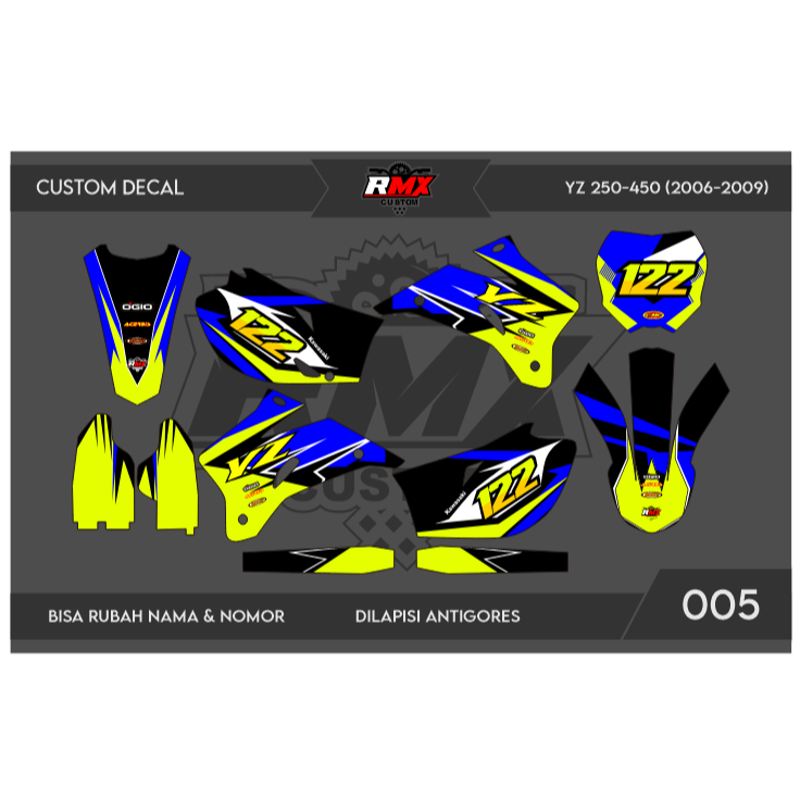 DECAL STICKER YZ 250 F 2006 (005) DEKAL STIKER YZ 250F 450 450F FULLBODY 2007 2008 2009 HITAM MERAH,