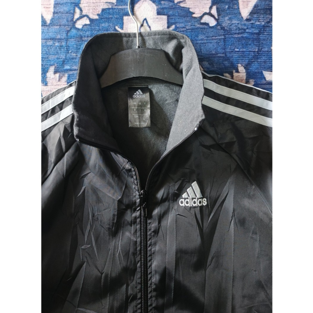 Jaket Adidas Black Grey Backprint Size L Original Autentic Import