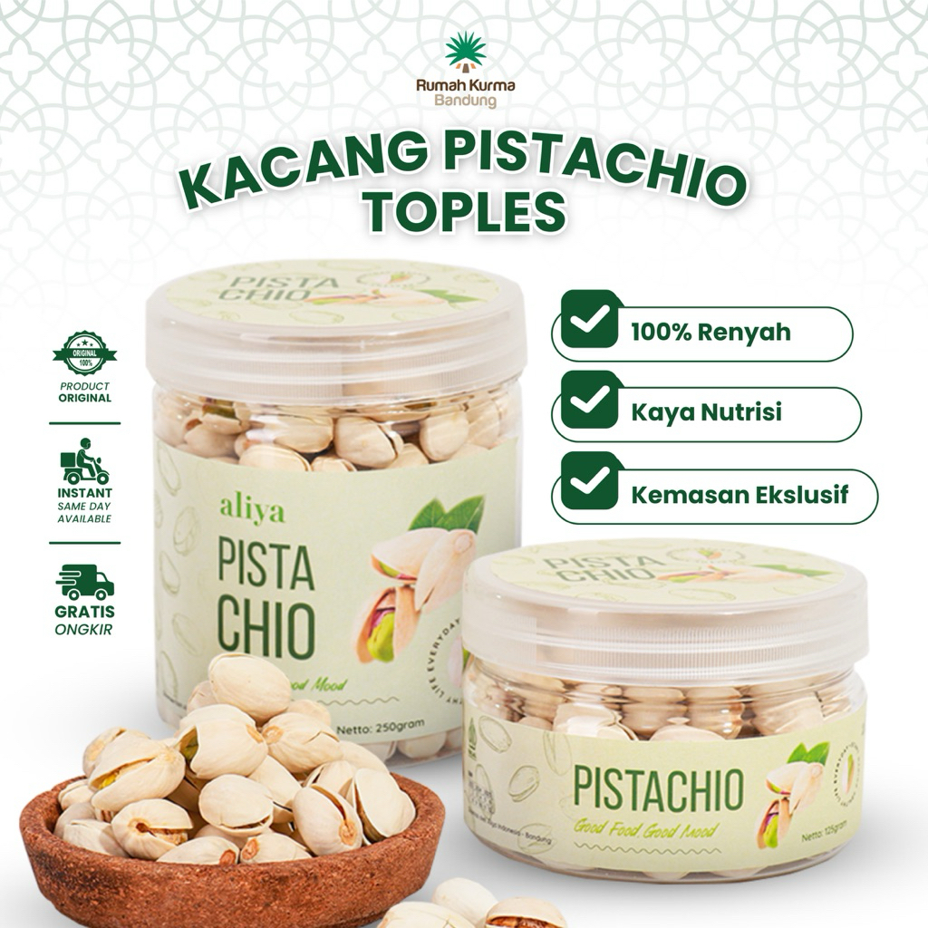 

Pistachio Panggang Kacang Fustuk Arab Premium Aliya 250 Gram