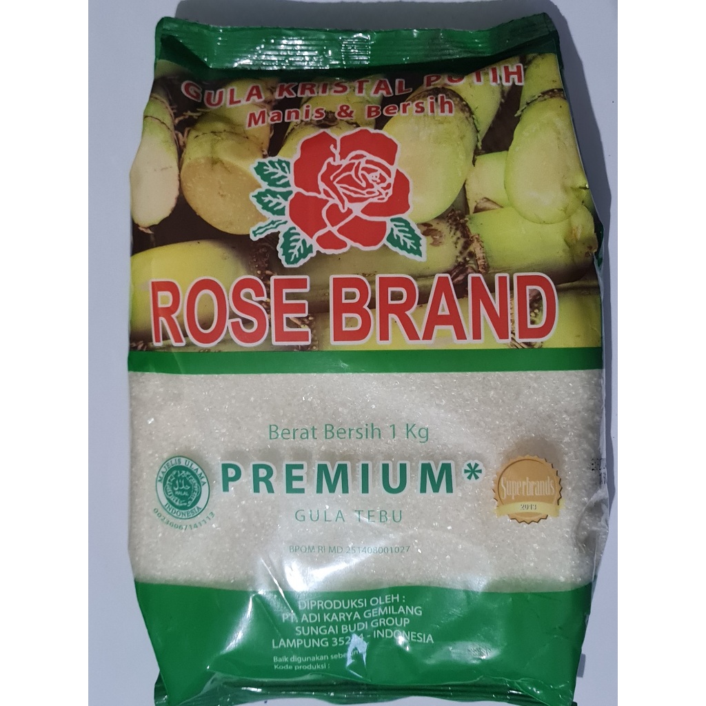 

Gula Kemasan 1kg merk Rosebrand (Kemasan Hijau)