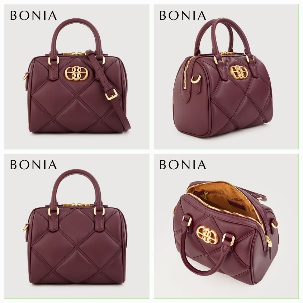 tas bonia original sling top handle bag speedy kulit logo la luna - magenta