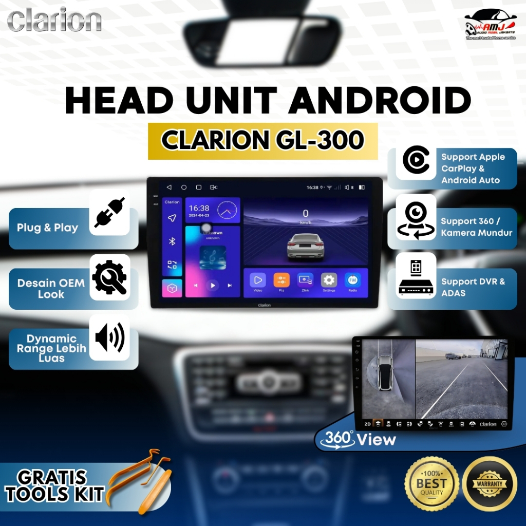 HEAD UNIT MOBIL 9" / 10" HEAD UNIT ANDROID / HEAD UNIT CLARION GL-300 APPLE CARPLAY DAN ANDROID AUTO