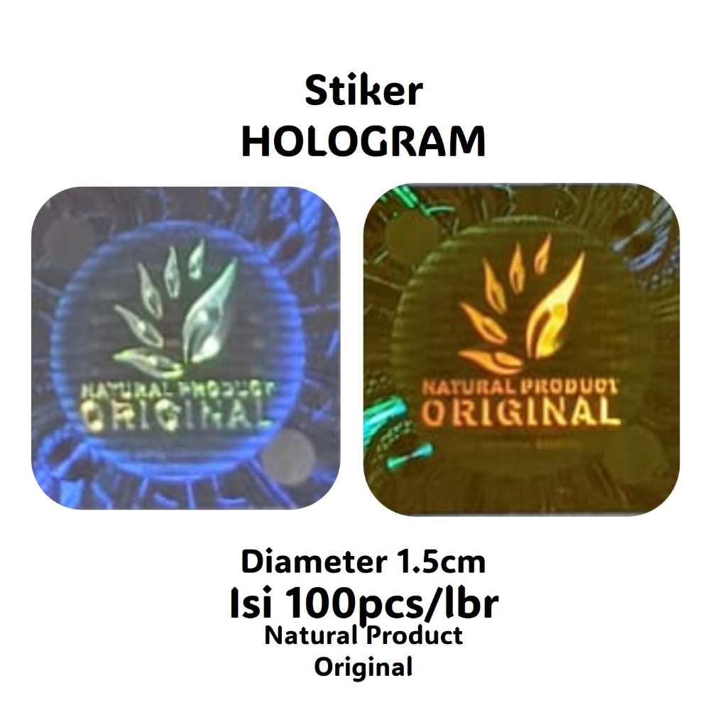 

Stiker Hologram Stiker Hologram Natural Product Original Bentuk Persegi ukuran 1,5cm Isi 100pcs/lembar