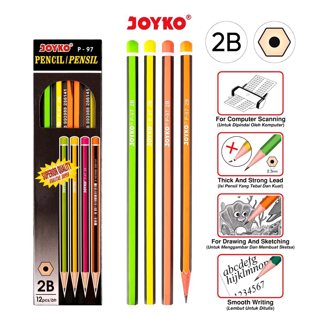 

Joyko P-97 2B | Pencil Serut | Pensil Kayu 2B